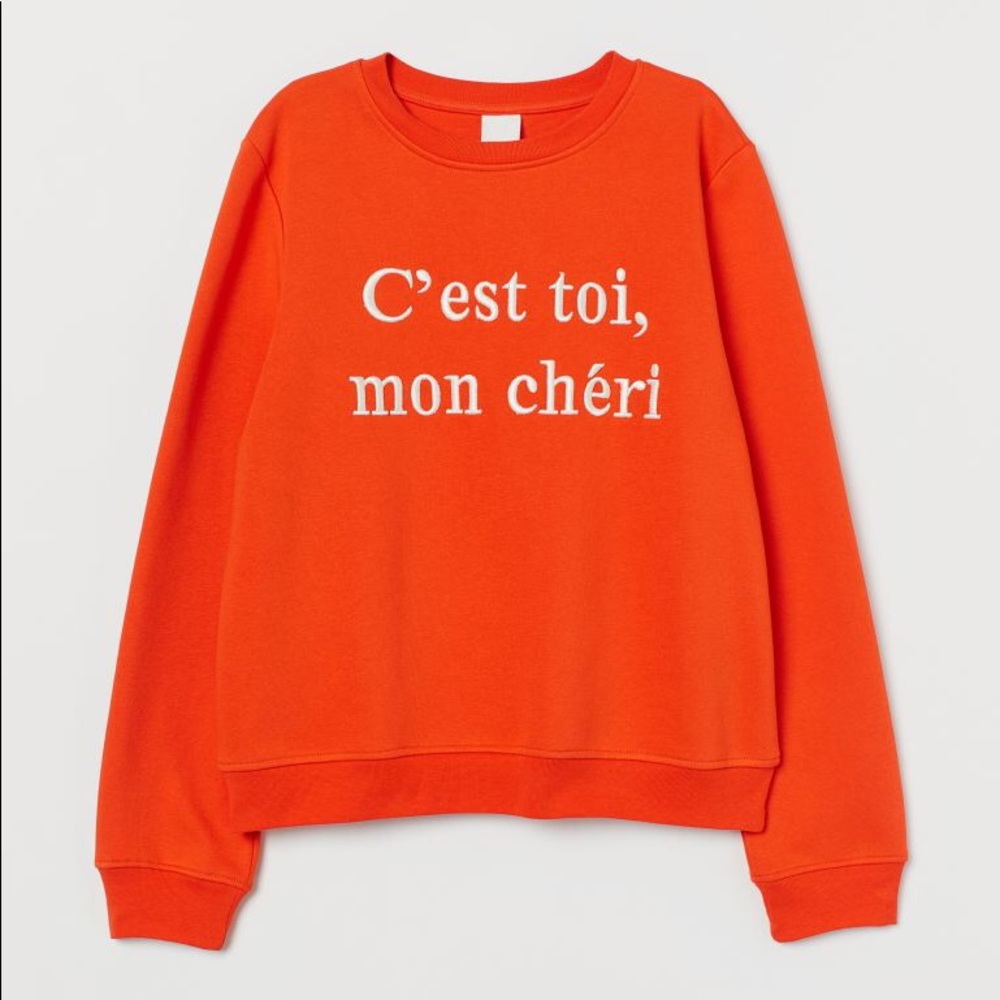 H&M orange crewneck sweatshirt